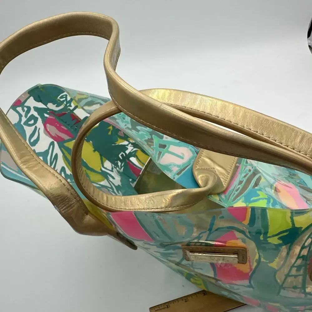 Women Lilly Pulitzer Lighthouse PVC Waterproof Beach Bag Tote